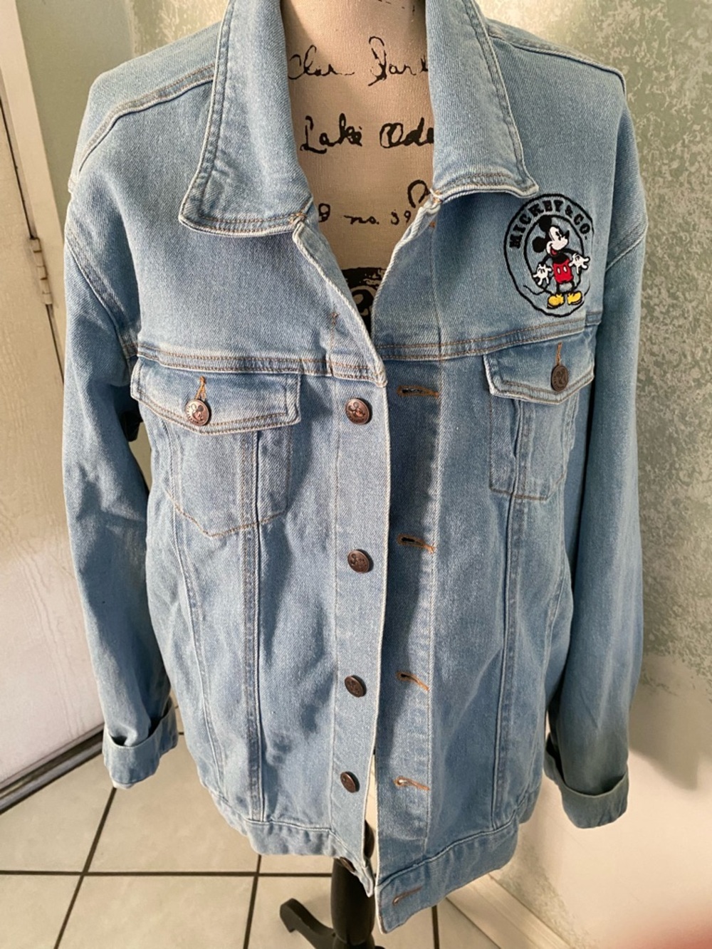 Disney Light Blue Denim Jacket with Mickey Patch